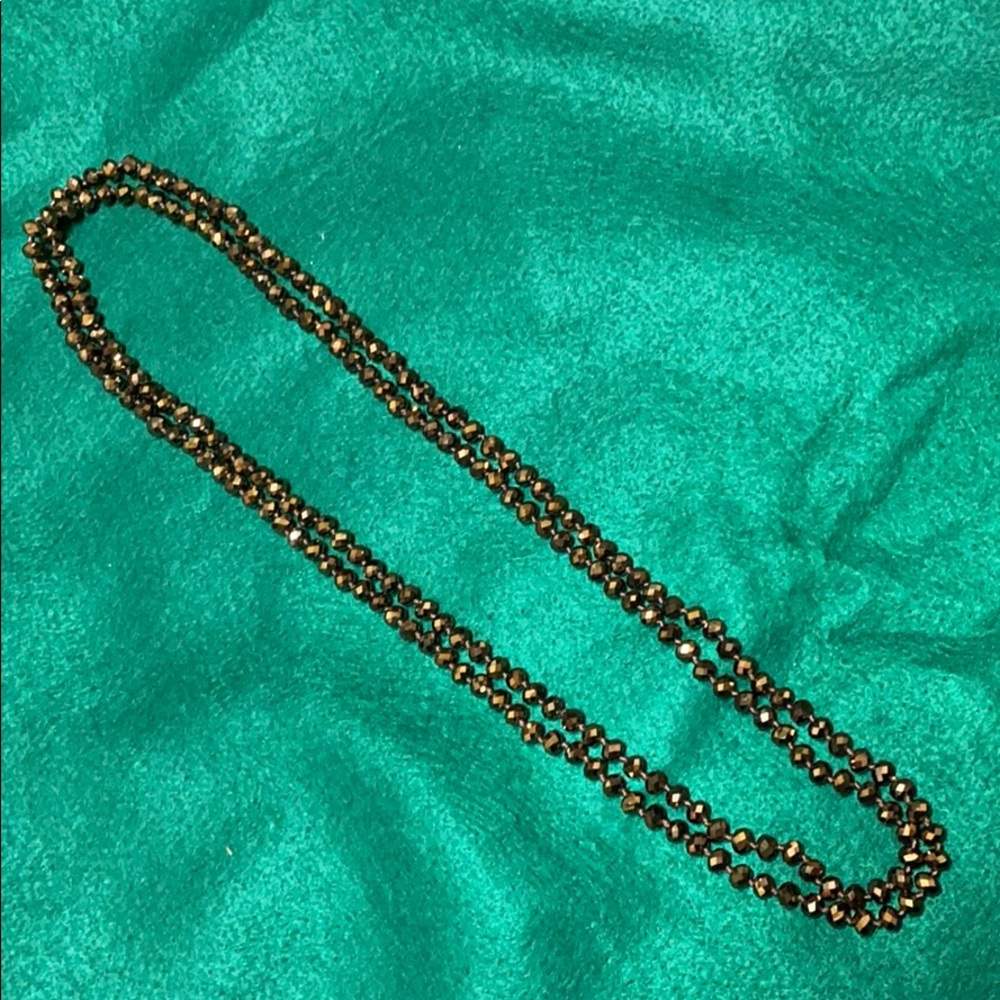 33” long copper faceted bead necklace